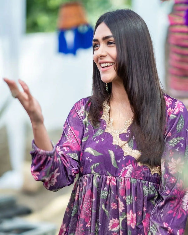 trueBrowns Wine Printed Velvet Lace Co-Ord Set - Distacart