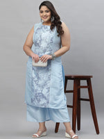 Thumbnail for Sztori Floral Printed Sleeveless Straight Kurta with Palazzos - Distacart