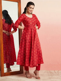 Thumbnail for Aks Ethnic Motifs Printed Sequined Detailed Chanderi Silk Anarkali Kurta - Distacart