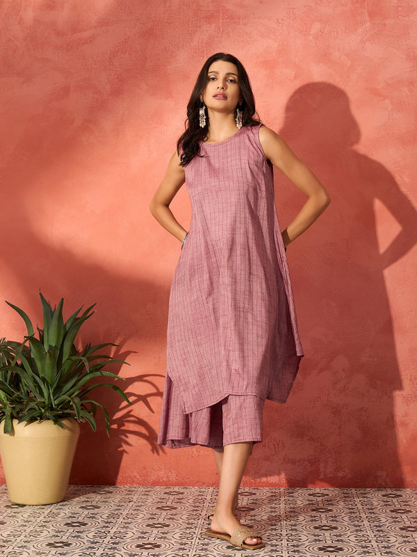 InWeave Wine Lurex Short Palazzo Kurta Set - Distacart