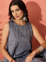Thumbnail for InWeave Blue Lurex Short Palazzo Kurta Set - Distacart