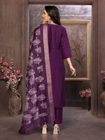 Thumbnail for Vedant Vastram Kurta Pant set with Dupatta having Beautiful Hand work (Khatli Work) - Wine - Distacart