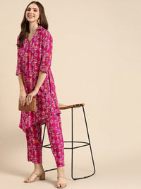 Thumbnail for Anouk Women Floral Printed Asymmetric Regular Kurta with Trousers - Distacart