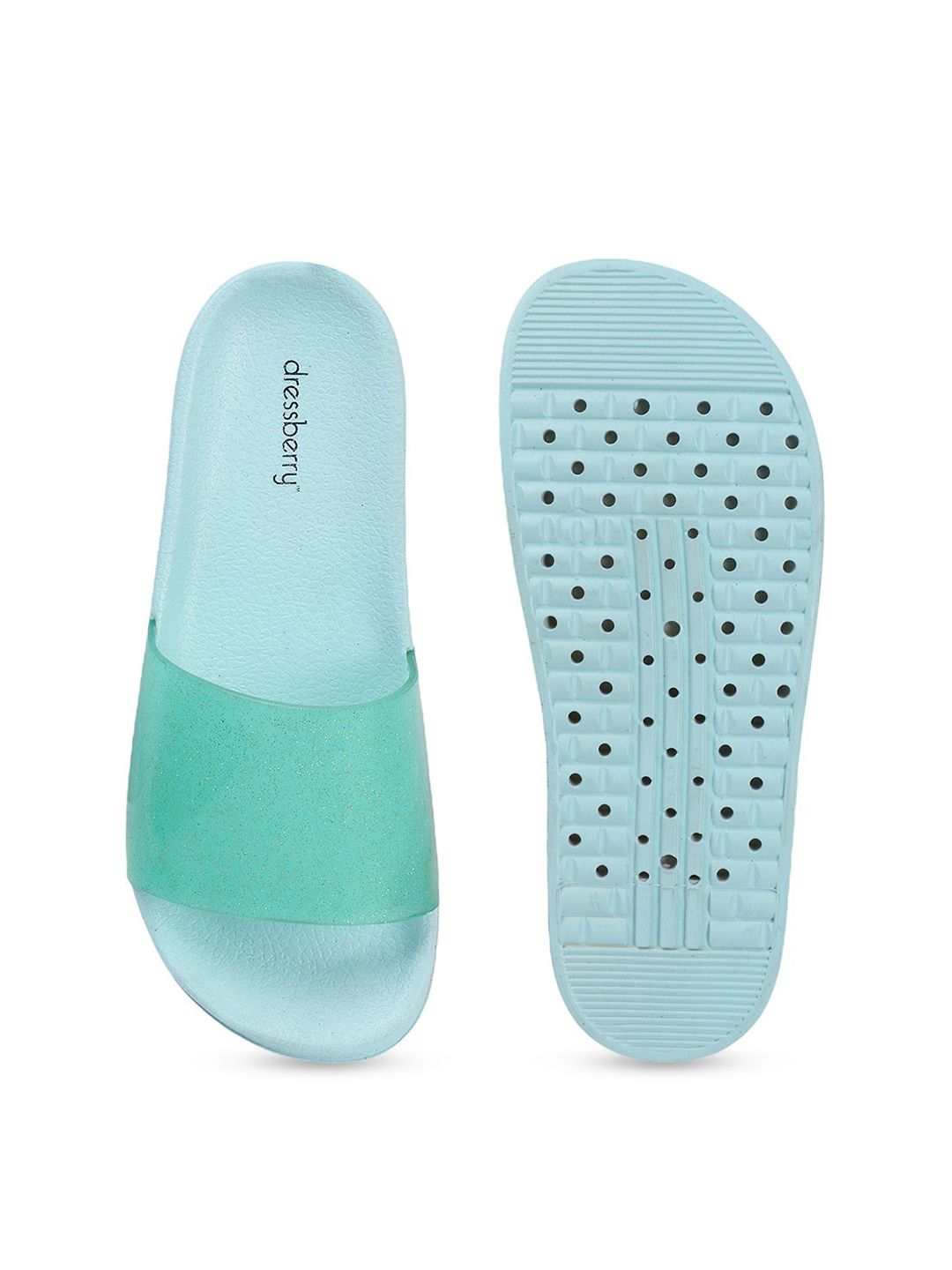 DressBerry Women Green Embellished Sliders