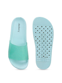 Thumbnail for DressBerry Women Green Embellished Sliders