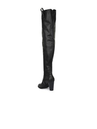 Thumbnail for Delize Black High-Top Block Heeled Boots