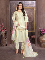 Thumbnail for Vedant Vastram Kurta Pant set with Dupatta having Beautiful Hand work (Khatli Work) - Light Pista - Distacart