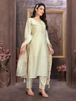 Thumbnail for Vedant Vastram Kurta Pant set with Dupatta having Beautiful Hand work (Khatli Work) - Light Pista - Distacart