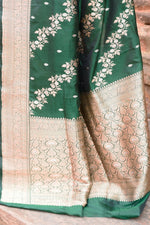 Thumbnail for Joban Fashion Emerald Green Banarasi Katan Pure Handloom Banarasi Silk Saree