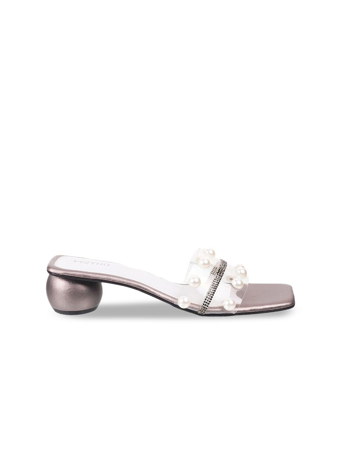 Metro Embellished Square Toe Block Mules