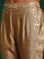 Thumbnail for Aks Floral Printed Zari Anarkali Kurta With Trousers & Dupatta - Distacart