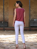 Thumbnail for Juniper Women's Rust Solid Rayon Tunic With Mirror & Thread Work - Distacart