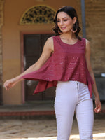 Thumbnail for Juniper Women's Rust Solid Rayon Tunic With Mirror & Thread Work - Distacart