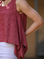 Thumbnail for Juniper Women's Rust Solid Rayon Tunic With Mirror & Thread Work - Distacart