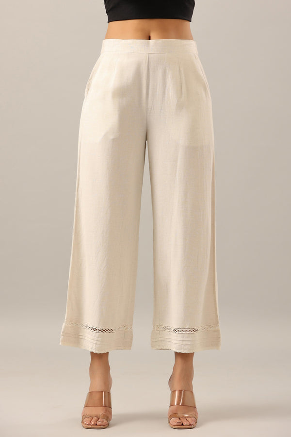Juniper Women's Off White Solid Rayon Pant Palazzo - Distacart