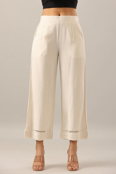 Juniper Women's Off White Solid Rayon Pant Palazzo - Distacart