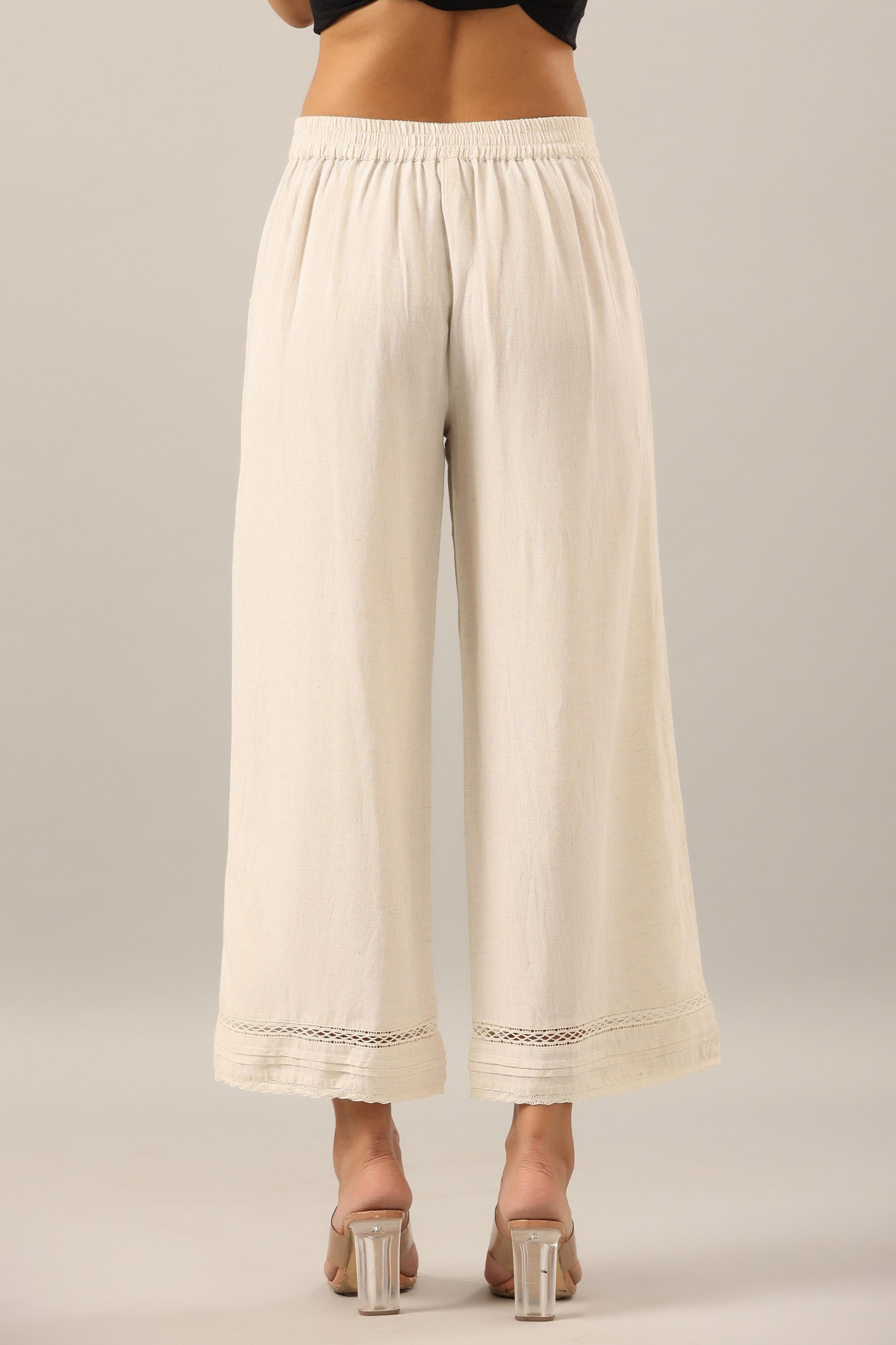 Juniper Women's Off White Solid Rayon Pant Palazzo - Distacart
