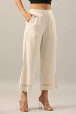 Thumbnail for Juniper Women's Off White Solid Rayon Pant Palazzo - Distacart