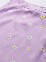 Thumbnail for Ode by House of Pataudi Women Lavender & White Floral Printed Rozana Kurta - Distacart