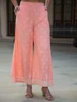 Thumbnail for Juniper Peach Ethnic Motif Printed Rayon Crop Top Palazzo & Shrug With Beads & Sequins Work - Distacart