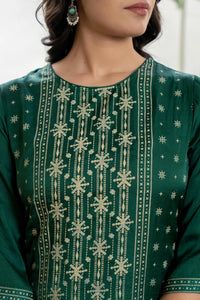Thumbnail for Juniper Women's Green Viscose Rayon Self Design Sharara Set
