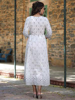 Thumbnail for Juniper White Pure Cotton Printed Kurta, Sharara & Dupatta Set With Beads & Sequins - Distacart