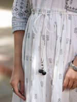 Thumbnail for Juniper White Pure Cotton Printed Kurta, Sharara & Dupatta Set With Beads & Sequins - Distacart