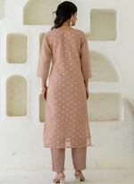 Thumbnail for Vellora Chanderi Silk Peach Casual Wear Embroidery Work Readymade Salwar Suit