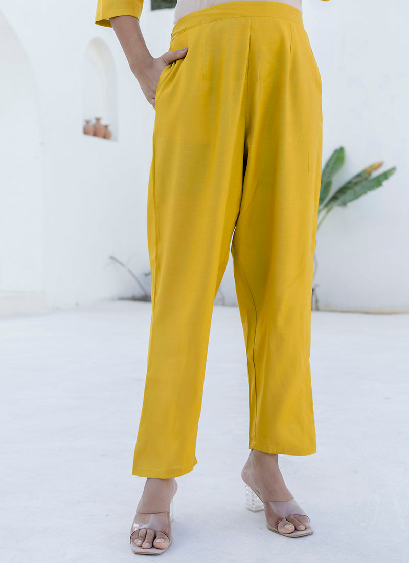 Vellora Shimmer Silk Yellow Casual Wear Floral Print Readymade Salwar Suit