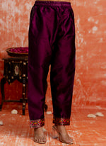 Thumbnail for Vellora Cotton Silk Blend Wine Casual Wear Embroidery Work Readymade Salwar Suit