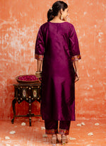 Thumbnail for Vellora Cotton Silk Blend Wine Casual Wear Embroidery Work Readymade Salwar Suit