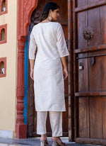 Thumbnail for Vellora Chanderi Silk White Casual Wear Embroidery Work Readymade Salwar Suit