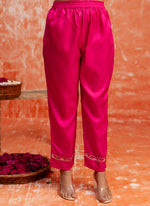 Thumbnail for Vellora Silk Blend Rani Pink Festival Wear Embroidery Work Readymade Salwar Suit