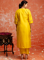 Thumbnail for Vellora Silk Blend Yellow Festival Wear Embroidery Work Readymade Salwar Suit