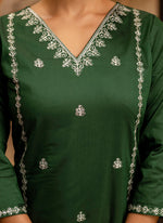 Thumbnail for Vellora Silk Blend Dark Green Casual Wear Embroidery Work Readymade Salwar Suit