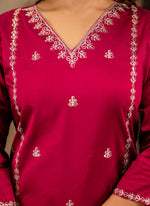 Thumbnail for Vellora Silk Blend Pink Casual Wear Embroidery Work Readymade Salwar Suit