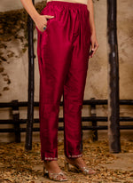 Thumbnail for Vellora Silk Blend Pink Casual Wear Embroidery Work Readymade Salwar Suit