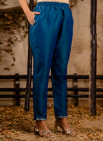 Thumbnail for Vellora Silk Blend Navy Blue Casual Wear Embroidery Work Readymade Salwar Suit