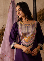 Thumbnail for Vellora Viscose Wine Festival Wear Embroidery Work Readymade Salwar Suit