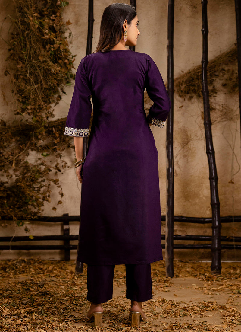 Vellora Viscose Wine Festival Wear Embroidery Work Readymade Salwar Suit