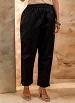 Thumbnail for Vellora Cotton Blend Black Party Wear Weaving Work Readymade Salwar Suit