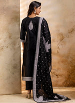 Thumbnail for Vellora Cotton Blend Black Party Wear Weaving Work Readymade Salwar Suit
