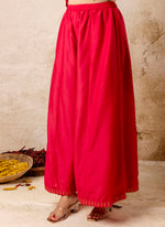 Thumbnail for Vellora Silk Blend Red Casual Wear Embroidery Work Readymade Plazzo Suit