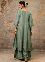 Thumbnail for Vellora Silk Blend Sage Green Casual Wear Embroidery Work Readymade Plazzo Suit