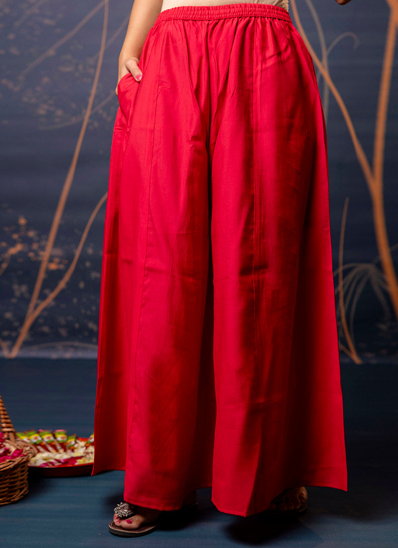 Vellora Silk Blend Red Designer Wear Embroidery Work Readymade Anarkali Suit