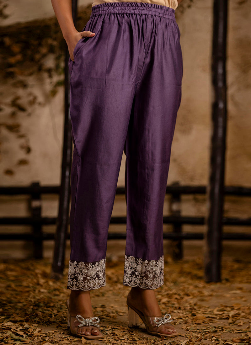 Vellora Silk Blend Lavender Festival Wear Embroidery Work Readymade Salwar Suit