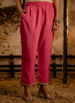 Thumbnail for Vellora Silk Blend Pink Party Wear Embroidery Work Readymade Salwar Suit