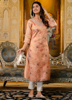 Thumbnail for Vellora Silk Blend Grey Party Wear Embroidery Work Readymade Kurti