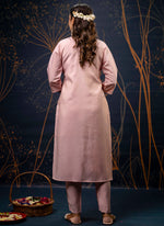 Thumbnail for Vellora Shimmer Silk Red Casual Wear Hand Work Readymade Salwar Suit