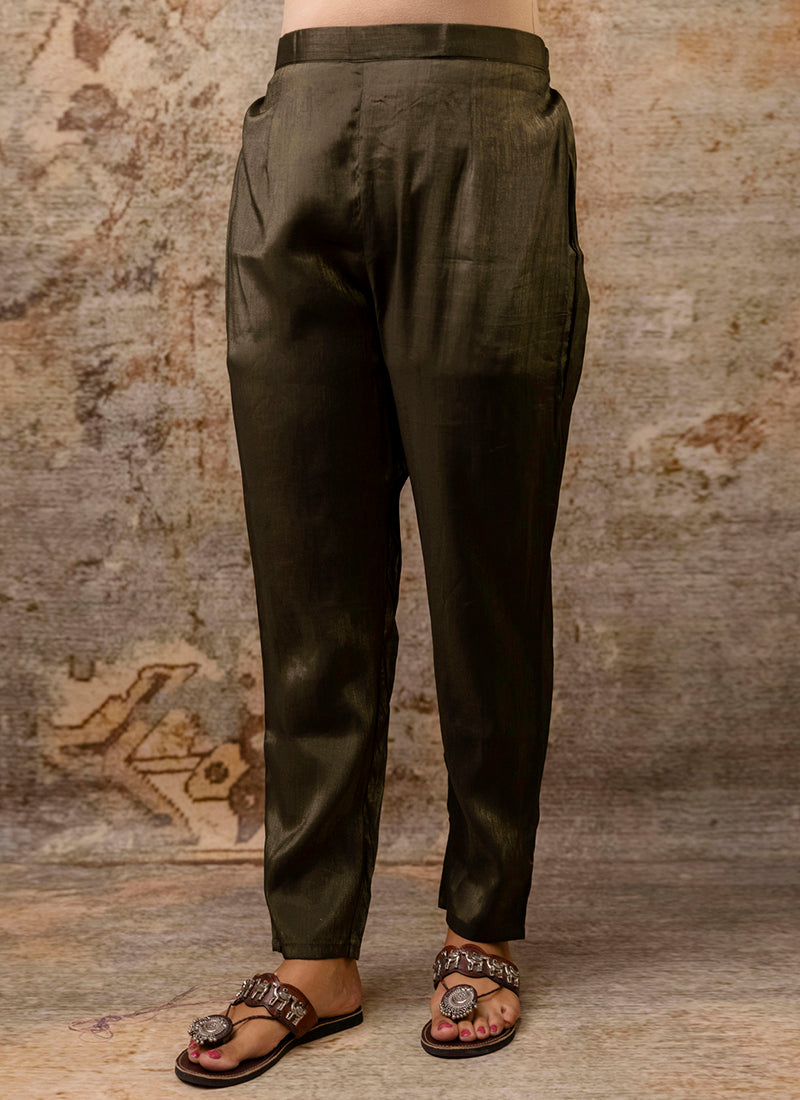 Vellora Shimmer Silk Red Casual Wear Hand Work Readymade Salwar Suit